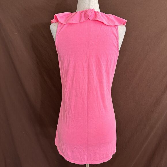 LILLY PULITZER Scoop Neck Ruffle Tank Top Size Medium Pima Cotton - Picture 5 of 6